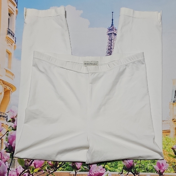 Banana Republic White Stretchy Pull-on Leggings Pants Size Large - Picture 1 of 5
